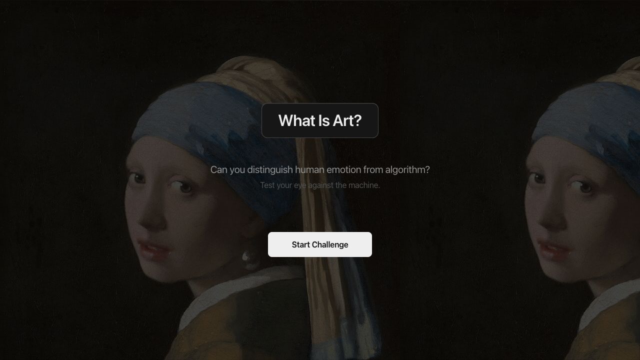 Tela inicial do experimento What Is Art